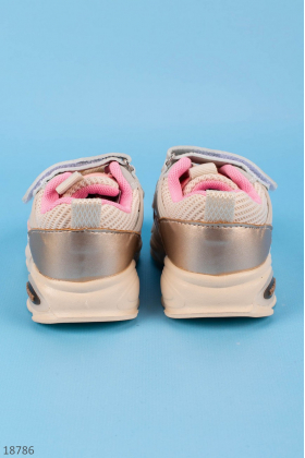 Сіро-рожеві кросівки для дівчаток