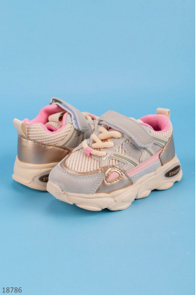 Сіро-рожеві кросівки для дівчаток