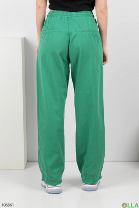Женские зеленые брюки-палаццо