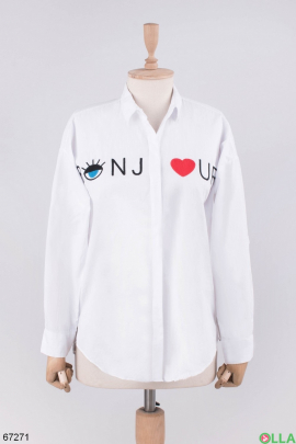 Women's white shirt with an inscription