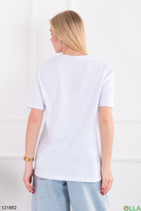 Women's white oversized T-shirt with print