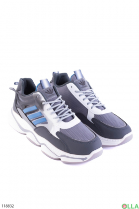 Men's gray and white lace-up sneakers