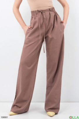 Жіночі коричневі брюки-палаццо