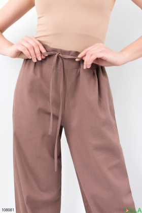 Женские коричневые брюки-палаццо