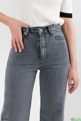 Женские серые джинсы-палаццо