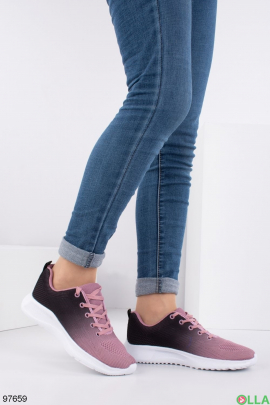 Женские серо-розовые кроссовки