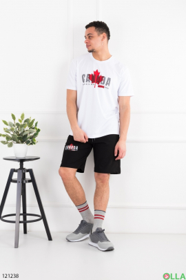 Men's white and black batal set of T-shirt and shorts