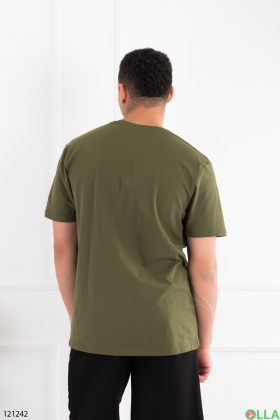 Мужской черно-зеленый комплект батал из футболки и шорт