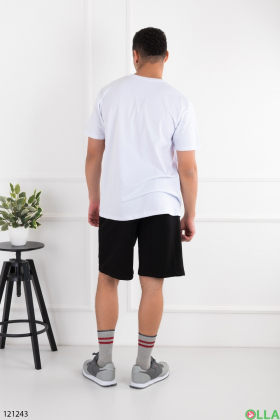 Мужской черно-белый комплект батал из футболки и шорт