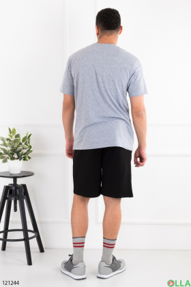 Men's gray and black batal set of T-shirt and shorts
