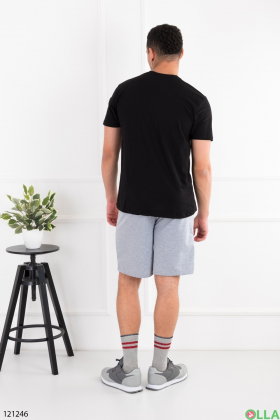 Чоловічий чорно-сірий комплект із футболки та шорт