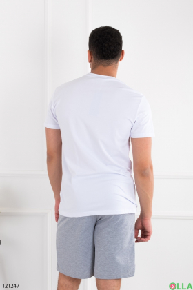 Мужской серо-белый комплект из футболки и шорт