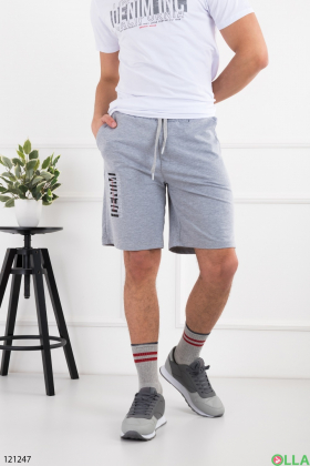 Men's gray and white set of T-shirt and shorts