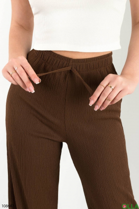 Женские коричневые брюки-палаццо