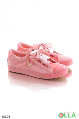 Pink sneakers with satin laces