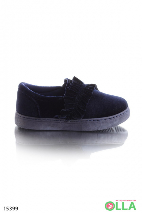 Velor slip-ons with elastic