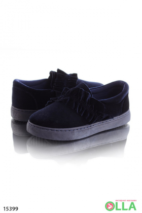 Velor slip-ons with elastic