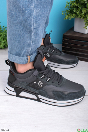 Чоловічі темно-сірі кросівки на шнурівці