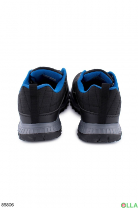 Мужские черно-синие кроссовки на шнуровке