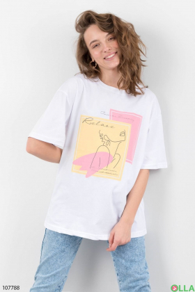 Women's white printed T-shirt