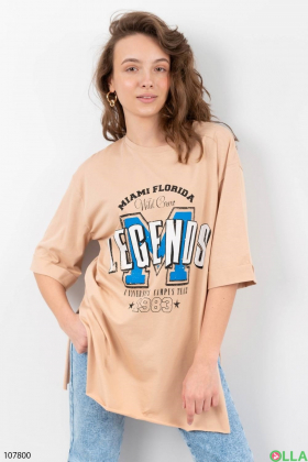 Women's beige printed T-shirt