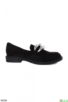 Жіночі чорні туфлі з ланцюжком