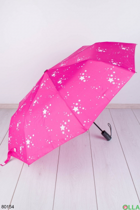 Женский розовый зонт со звездами