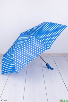 Женский бело-голубой зонт в горох