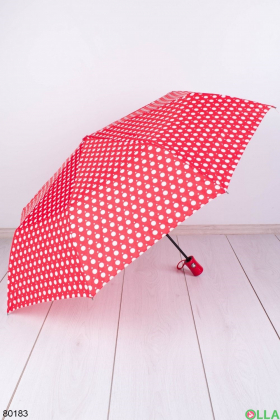 Женский красно-белый зонт в горох