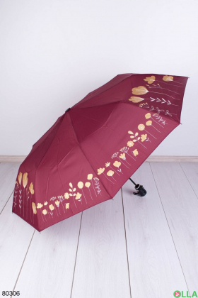 Женский бордовый зонт