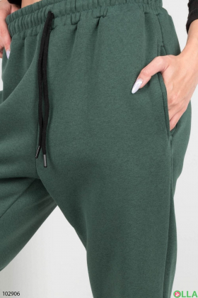 Женские зеленые спортивные брюки на флисе