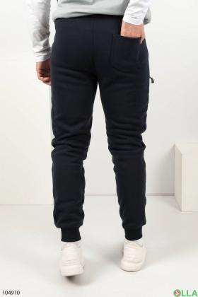 Мужские темно-синие спортивные брюки на флисе