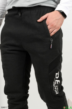 Мужские темно-серые спортивные брюки на флисе
