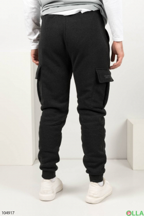 Мужские темно-серые спортивные брюки на флисе