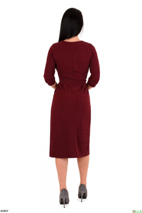 Сукня бордового кольору з люрексом