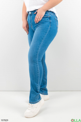 Женские голубые классические джинсы батал
