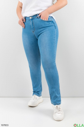 Жіночі блакитні класичні джинси батал