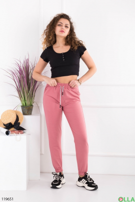 Женские розовые спортивные брюки-джоггеры