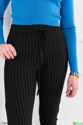 Women's black striped skinny trousers
