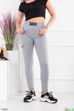 Женские серые спортивные брюки-карго