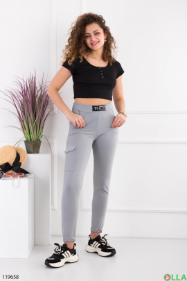 Жіночі сірі спортивні брюки-карго