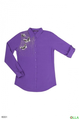 Women's shirt with rhinestones and sequins