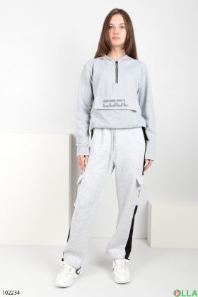 Women's winter light gray sweatpants