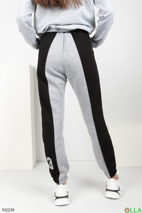 Жіночі зимові чорно-сірі спортивні брюки