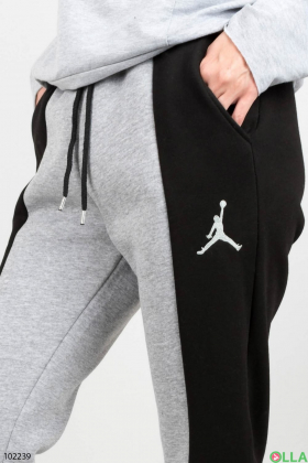 Жіночі зимові чорно-сірі спортивні брюки