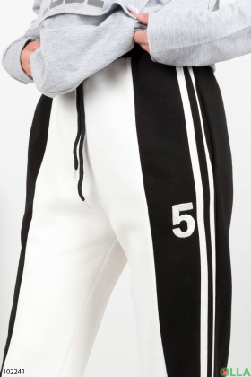 Жіночі зимові чорно-білі спортивні брюки