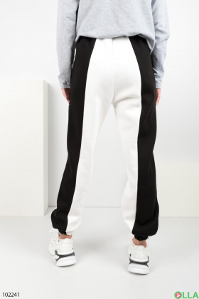 Женские зимние черно-белые спортивные брюки