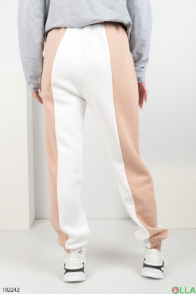 Women's winter white-beige sweatpants