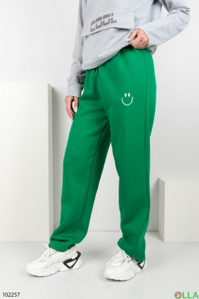 Женские зимние зеленые спортивные брюки