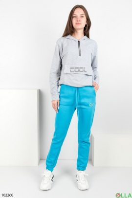 Жіночі зимові блакитні спортивні брюки